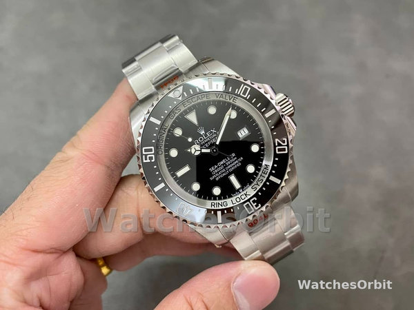 Replica Rolex Deepsea 44mm Uomo-126660-Dal quadrante nero-Oyster acciaio nero