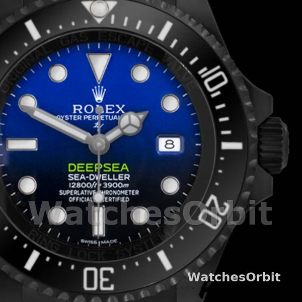 Replica Rolex Sea-Dweller Deepsea 44 mm Uomo-116660-Acciaio inossidabile rivestito in PVD/DLC-Comparto blu Blu