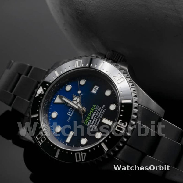 Replica Rolex Sea-Dweller Deepsea 44 mm Uomo-116660-Acciaio inossidabile rivestito in PVD/DLC-Comparto blu Blu