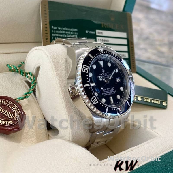 Replica Rolex Sea-Dweller Deepsea 44mm Uomo-116660-Acciaio inossidabile-Calendario nero Nero Uomo