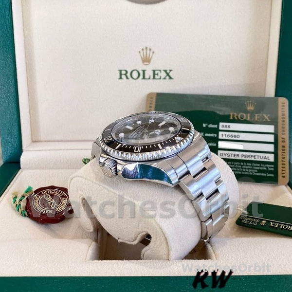 Replica Rolex Sea-Dweller Deepsea 44mm Uomo-116660-Acciaio inossidabile-Calendario nero Nero Uomo