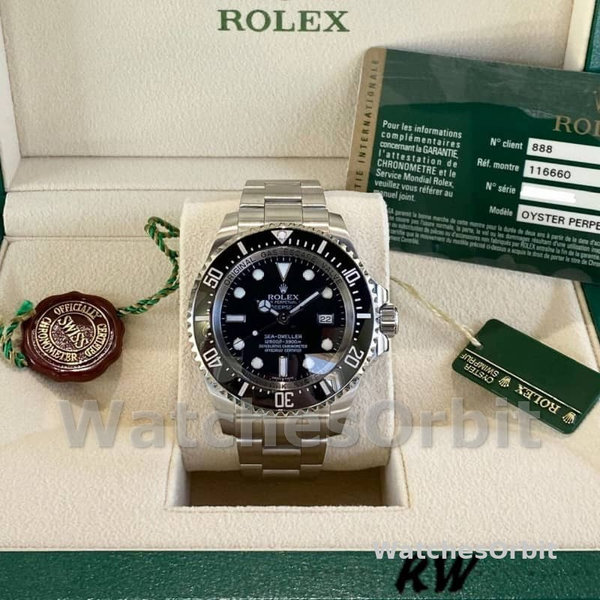 Replica Rolex Sea-Dweller Deepsea 44mm Uomo-116660-Acciaio inossidabile-Calendario nero Nero Uomo