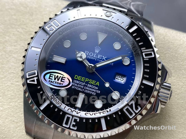 Replica Rolex Sea-Dweller Deepsea 44mm Uomo-136660 0005-Acciaio inossidabile-Comparatore nero/Blu Blu Blu