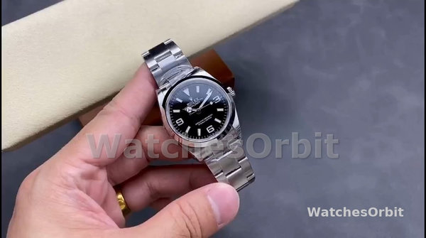 Replica Rolex Explorer-124270 0001 unisex, 36 mm, acciaio inossidabile, quadrante nero Nero
