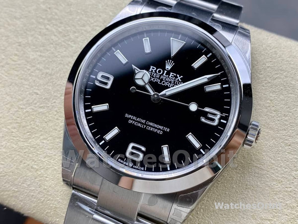 Replica Rolex Explorer-124270 0001 unisex, 36 mm, acciaio inossidabile, quadrante nero Nero
