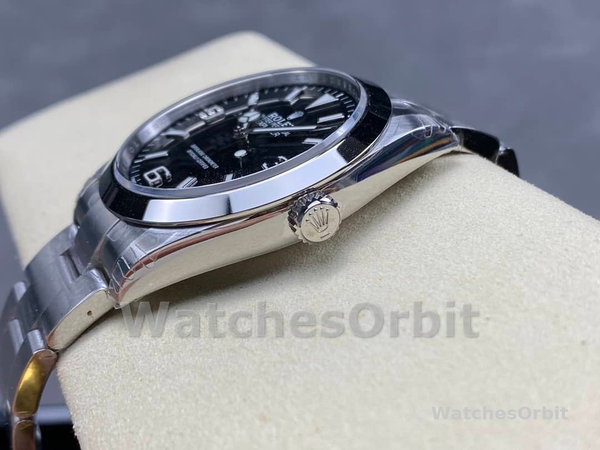 Replica Rolex Explorer-124270 0001 unisex, 36 mm, acciaio inossidabile, quadrante nero Nero