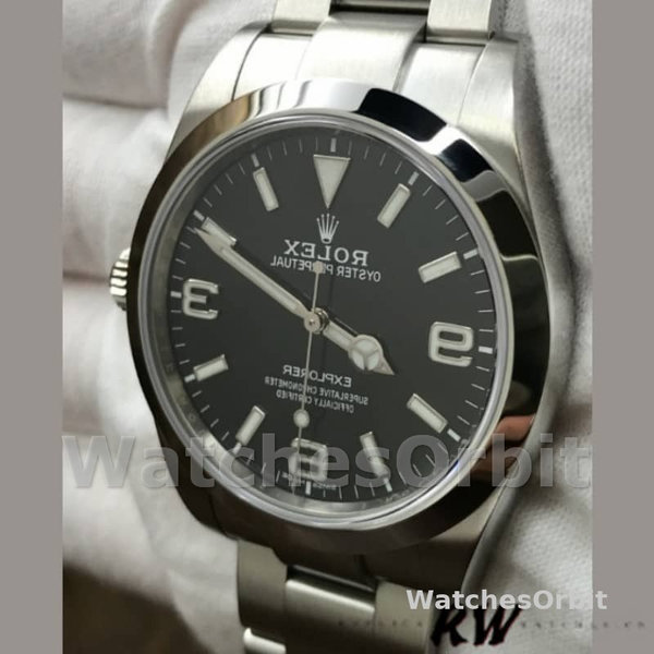 Replica Rolex Explorer-214270 da uomo, 39 mm, acciaio inossidabile, quadrante nero luminoso, nero da uomo