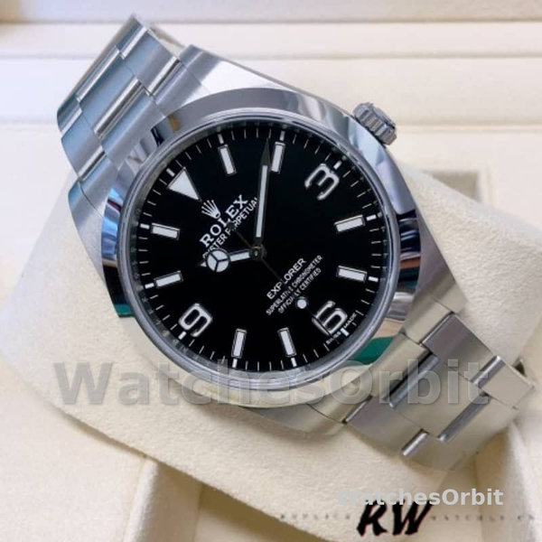 Replica Rolex Explorer 39 mm Uomo-214270-Acciaio inossidabile-Comparto nero Nero