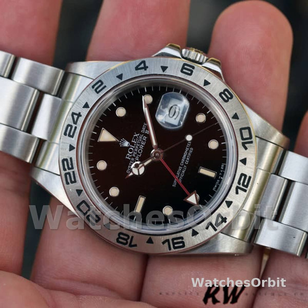 Replica Rolex Explorer II 39 mm Uomo-16550-Acciaio inossidabile-Comparto nero Nero