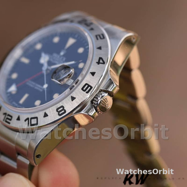 Replica Rolex Explorer II 39 mm Uomo-16550-Acciaio inossidabile-Comparto nero Nero