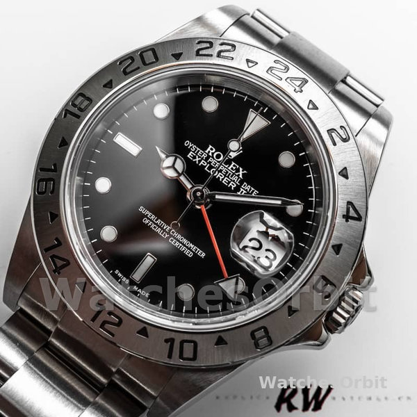 Replica Rolex Explorer II 40 mm Uomo-16570-Acciaio inossidabile-Comparto nero Nero