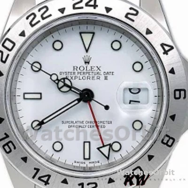 Replica Rolex Explorer II 40 mm Uomo-16570-Acciaio inossidabile-Comparto bianco Bianco