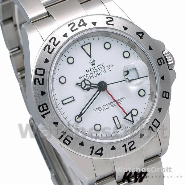 Replica Rolex Explorer II 40 mm Uomo-16570-Acciaio inossidabile-Comparto bianco Bianco