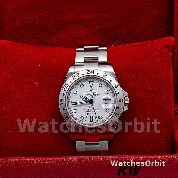 Replica Rolex Explorer II 40 mm Uomo-16570-Acciaio inossidabile-Comparto bianco Bianco