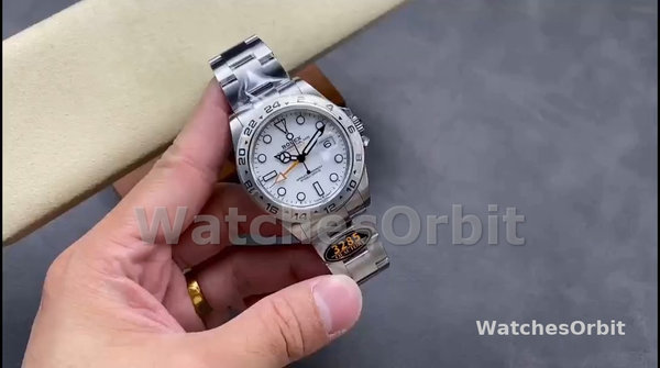 Replica Rolex Explorer II 42mm Uomo-m226570 0001-Acciaio inossidabile-Calendario bianco Bianco