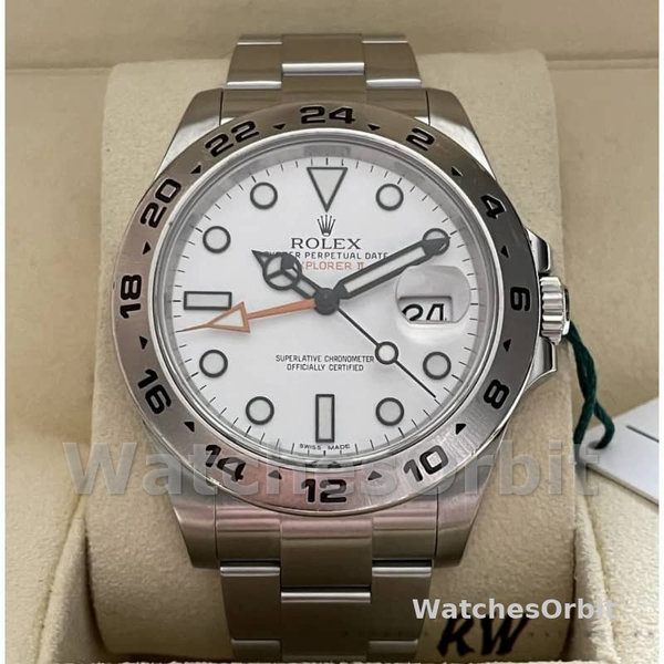 Replica Rolex Explorer II 42mm Uomo-m226570 0001-Acciaio inossidabile-Calendario bianco Bianco