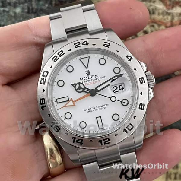 Replica Rolex Explorer II 42mm Uomo-m226570 0001-Acciaio inossidabile-Calendario bianco Bianco