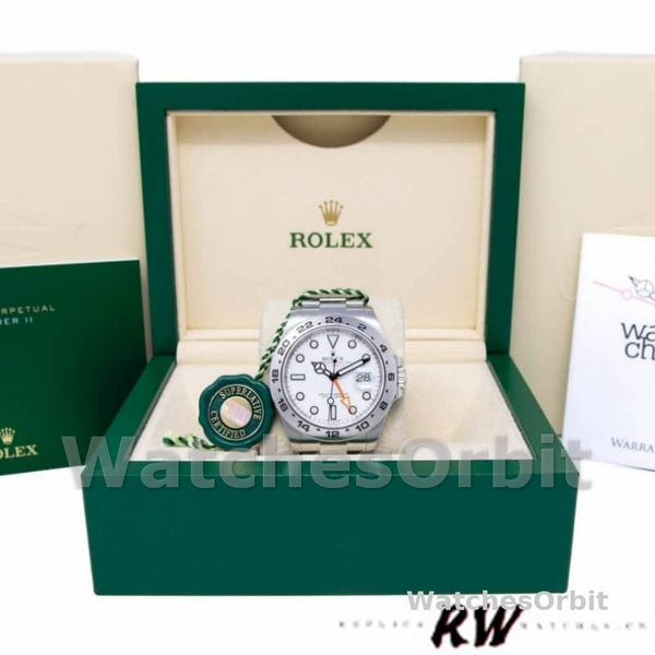 Replica Rolex Explorer II 42mm Uomo-m226570 0001-Acciaio inossidabile-Calendario bianco Bianco