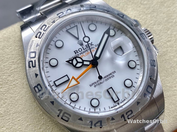 Replica Rolex Explorer II 42mm Uomo-m226570 0001-Acciaio inossidabile-Calendario bianco Bianco