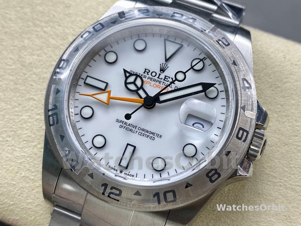 Replica Rolex Explorer II 42mm Uomo-m226570 0001-Acciaio inossidabile-Calendario bianco Bianco