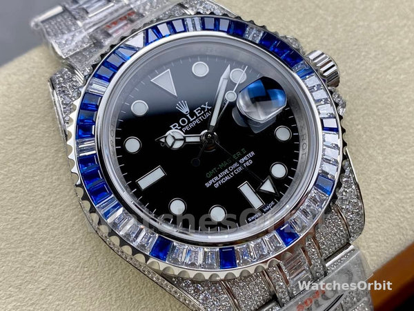 Rolex GMT Master AMG 126710BLRO 40mm With Dual Time Black Dial Diamond Watch