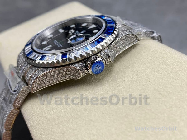 Rolex GMT Master AMG 126710BLRO 40mm With Dual Time Black Dial Diamond Watch