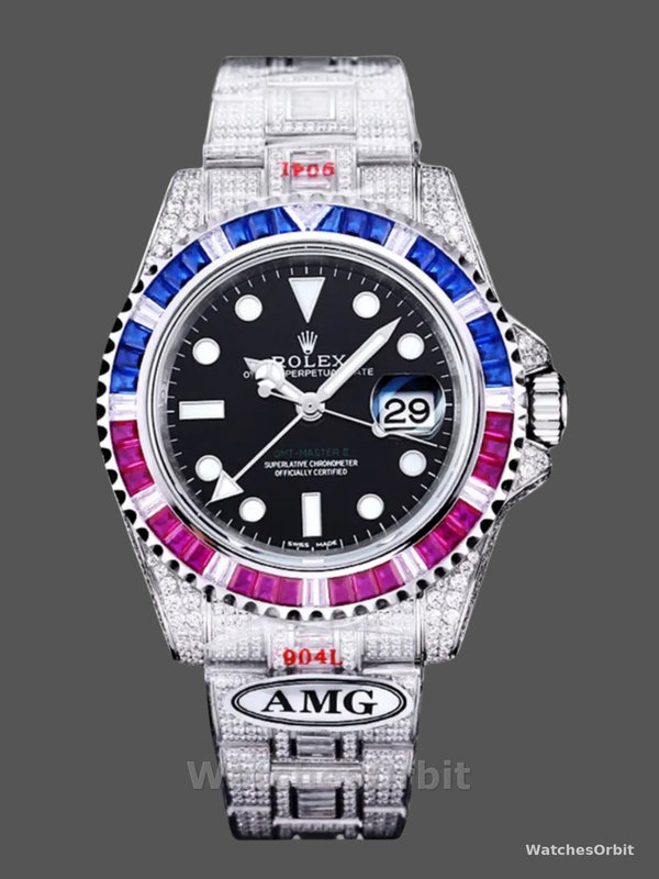 Rolex GMT Master AMG 126710BLRO 40mm With Dual Time & Sapphire Mirror Diamond Watch