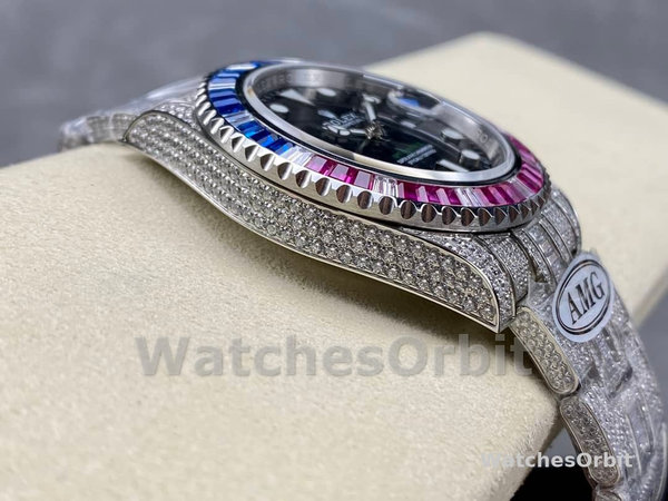 Rolex GMT Master AMG 126710BLRO 40mm With Dual Time & Sapphire Mirror Diamond Watch