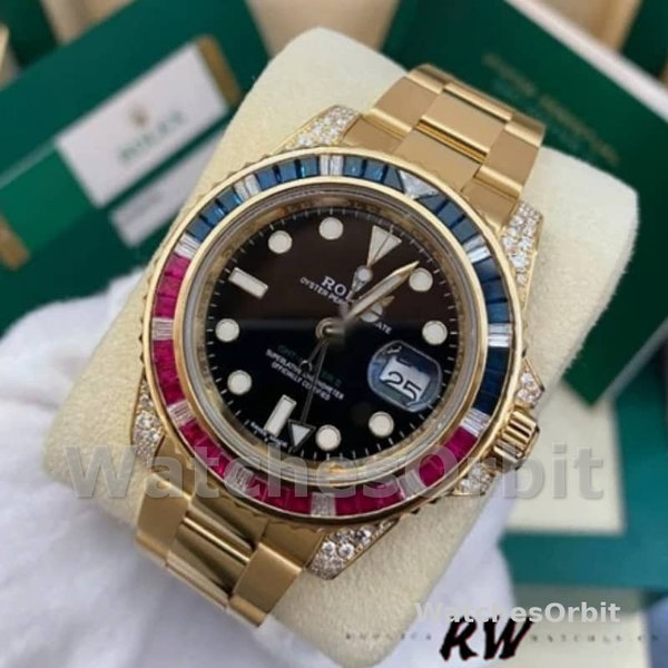 Men's Rolex GMT-Master II 40mm Men's-116758-Oyster Bracelet-Black Dial-Diamonds Black