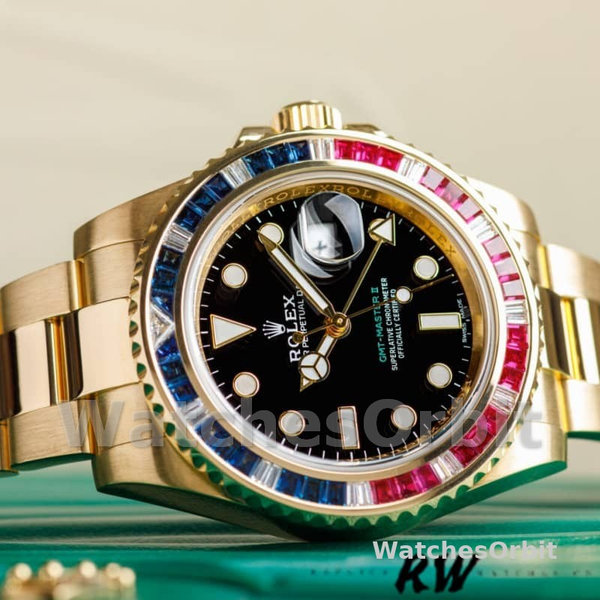 Rolex GMT-Master II 116758 Oyster Bracelet Black Dial Diamonds 40mm Mens Replica Watch
