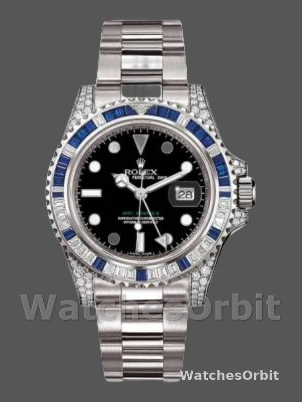 Rolex GMT Master II 116759SA Black Dial White Gold 40mm Mens Replica Watch