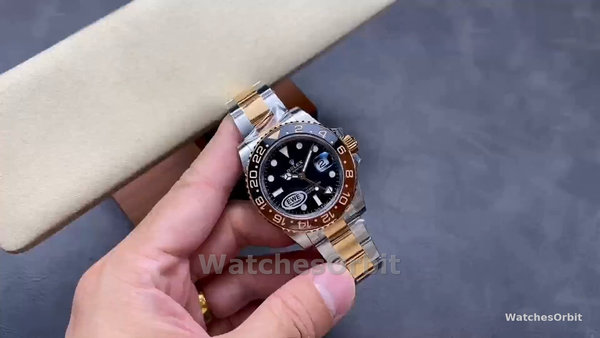 Replica Rolex GMT-Master II-126711CHNR da uomo, 40 mm, quadrante nero, Nero da uomo