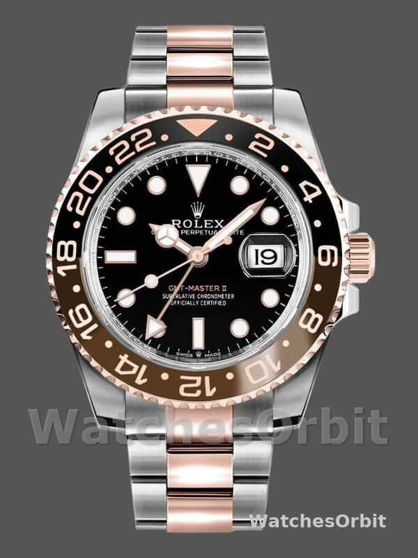 Replica Heren Rolex GMT-Master II-126711CHNR, 40mm, Zwarte Wijzerplaat, Heren Zwart