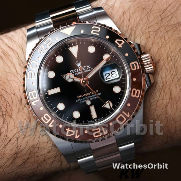 Replica Heren Rolex GMT-Master II-126711CHNR, 40mm, Zwarte Wijzerplaat, Heren Zwart