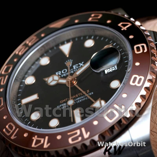 Replica Heren Rolex GMT-Master II-126711CHNR, 40mm, Zwarte Wijzerplaat, Heren Zwart