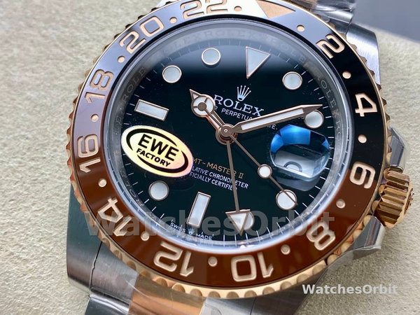 Replica Heren Rolex GMT-Master II-126711CHNR, 40mm, Zwarte Wijzerplaat, Heren Zwart