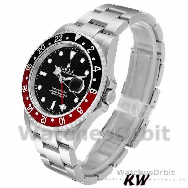 Replica Heren Rolex GMT-Master II-16710, 40mm, Zwarte Wijzerplaat, Zwarte Rode Coke Bezel, Heren Zwart
