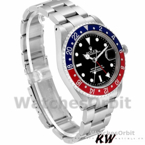 Mens Rolex GMT‑Master II-16710, 40mm, Black Dial, Blue Red Pepsi Bezel, Men’s Black Replica Watch Image