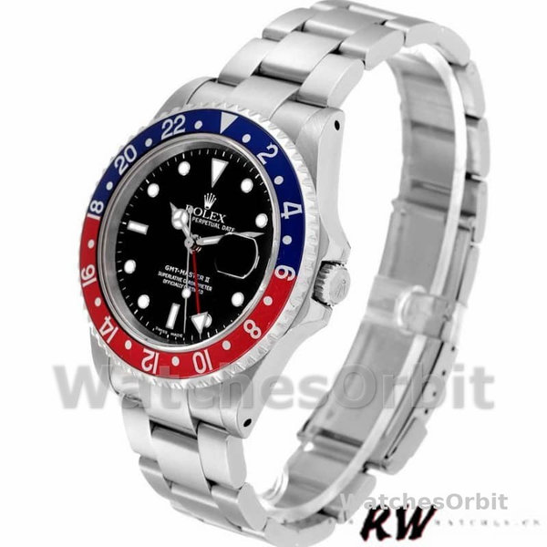 Mens Rolex GMT‑Master II-16710, 40mm, Black Dial, Blue Red Pepsi Bezel, Men’s Black Replica Watch Image