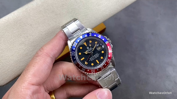Mens Rolex GMT‑Master II-16710, 40mm, Black Dial, Blue Red Pepsi Bezel, Men’s Black Replica Watch Image