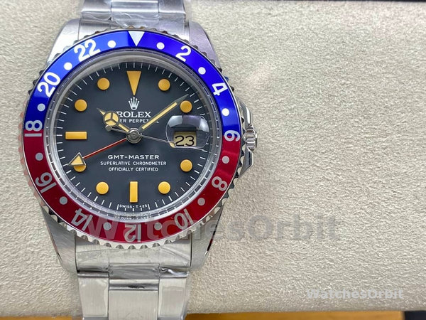 Mens Rolex GMT‑Master II-16710, 40mm, Black Dial, Blue Red Pepsi Bezel, Men’s Black Replica Watch Image