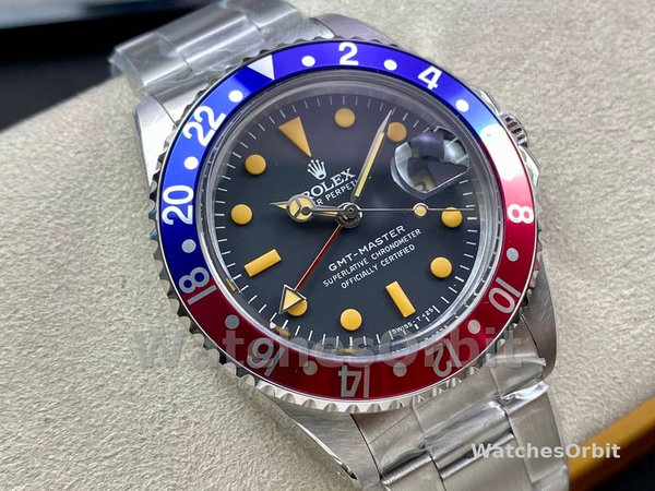 Mens Rolex GMT‑Master II-16710, 40mm, Black Dial, Blue Red Pepsi Bezel, Men’s Black Replica Watch Image