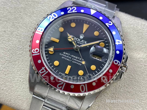 Mens Rolex GMT‑Master II-16710, 40mm, Black Dial, Blue Red Pepsi Bezel, Men’s Black Replica Watch Image