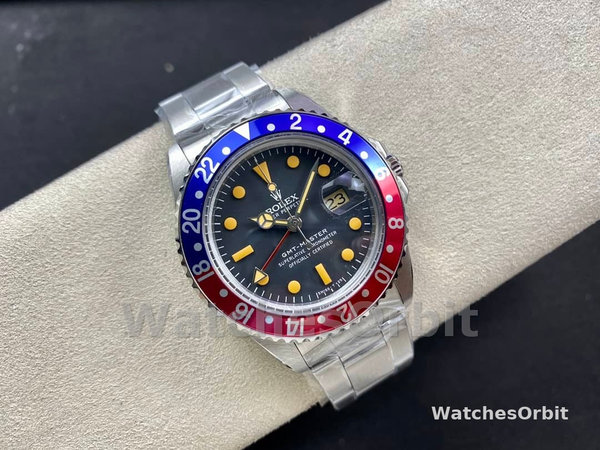 Mens Rolex GMT‑Master II-16710, 40mm, Black Dial, Blue Red Pepsi Bezel, Men’s Black Replica Watch Image