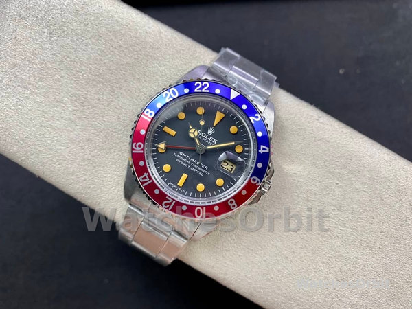 Mens Rolex GMT‑Master II-16710, 40mm, Black Dial, Blue Red Pepsi Bezel, Men’s Black Replica Watch Image