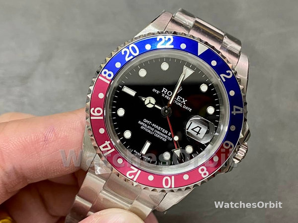 Mens Rolex GMT‑Master II-16710, 40mm, Black Dial, Blue Red Pepsi Bezel, Men’s Black Replica Watch Image