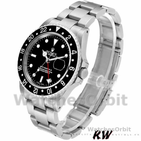Replica Heren Rolex GMT-Master II-16710, 40mm, Zwarte Wijzerplaat, Roestvrijstalen Kast, Heren Zwart