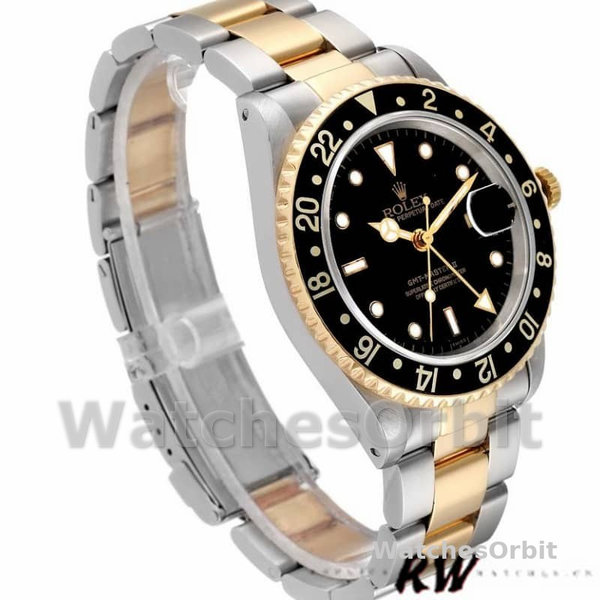 Replica Rolex GMT-Master II 40 mm Uomo-16713LN-Acciaio e oro giallo-Comparto nero Nero