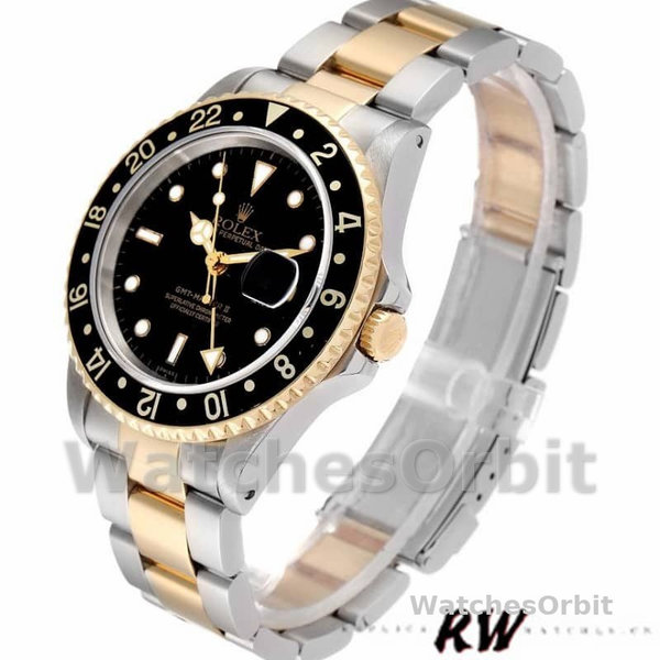 Replica Rolex GMT-Master II 40 mm Uomo-16713LN-Acciaio e oro giallo-Comparto nero Nero