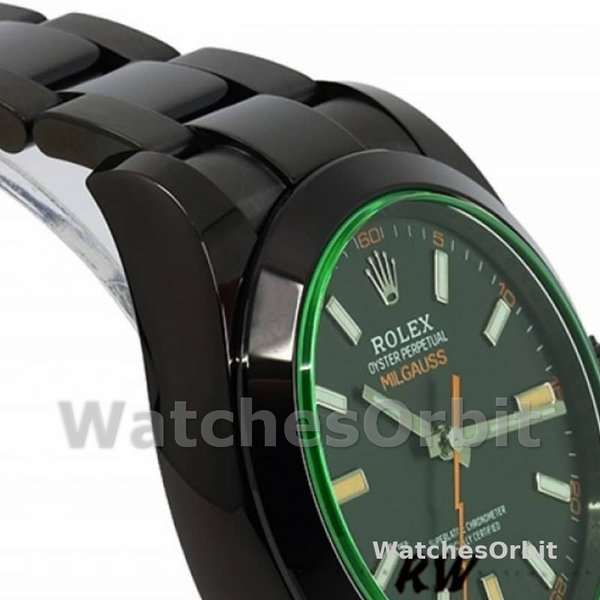 Replica Rolex Milgauss 40mm Uomo-116400GV-Cristallo verde-Acciaio inossidabile/PVD-Comparto nero Nero